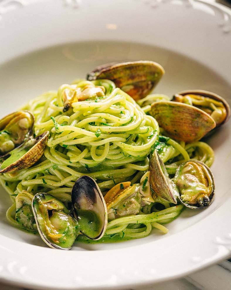 A close-up photo of a plate of pasta